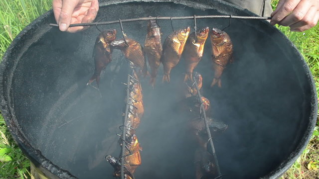 hand take delicacy gourmet smoked fish food