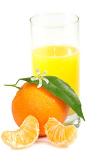 glass of juice and tangerine