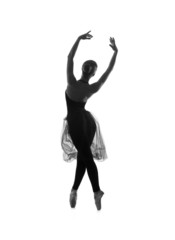 Black and white trace of a young and beautiful ballet dancer