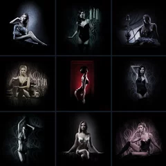 A collage of young and sexy women posing in erotic lingerie © Acronym
