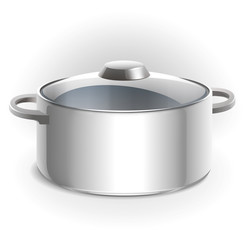 Empty metal pot with lid