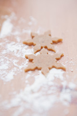 Two shaped gingerbread dough pieces