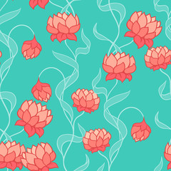 Seamless pattern with abstract flowers.