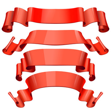 red Glossy vector ribbons for your design project