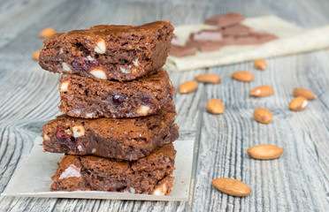 American classic brownies with almonds