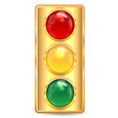 traffic-light of gold color on a white background