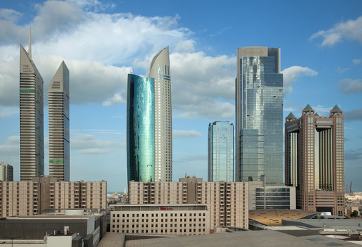 Dubai Skyline Against Blue Sky