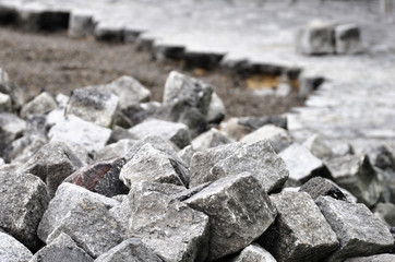 Cobblestones on a construction site