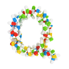 abstract letter Q consisting of pills