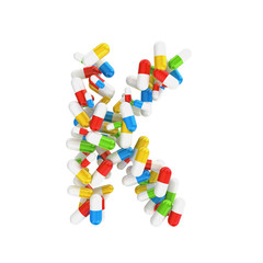 abstract letter K consisting of pills