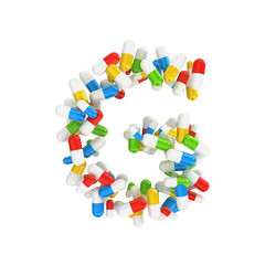 abstract letter G consisting of pills