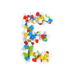 abstract letter E consisting of pills