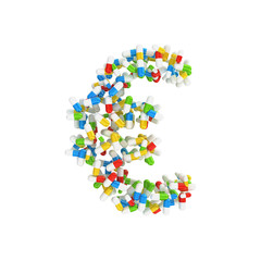 euro currency symbol made of colorful pills