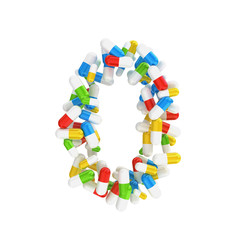 0 number made abstract  with colorful pills