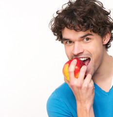 Young Man Eating Apple