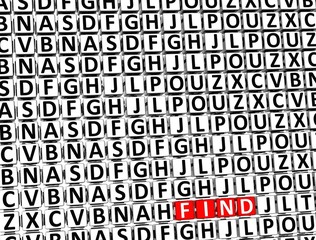 3D Word Find inside different letters blocks