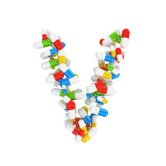 abstract letter V consisting of pills