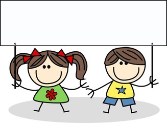 two children with a placard