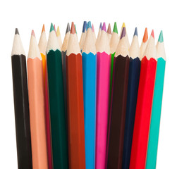 Art tools - color pencils on white background