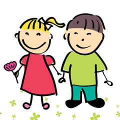 Vector illustration of happy kids