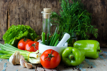 Fresh vegetables and spices