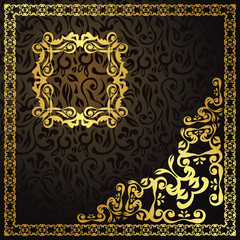 Vintage seamless background with a gold frame