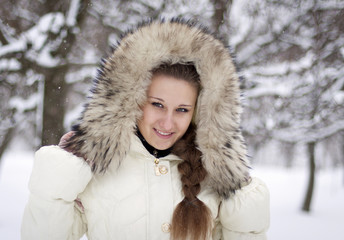 portrait of a beautiful girl in winter