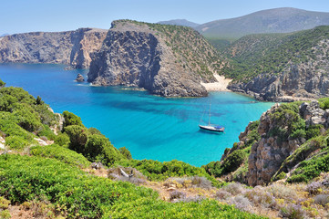 View of Cala Domestica beach, Sardinia, Italy