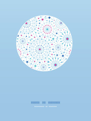 Vector blue abstract line art circles round vignette pattern