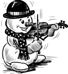 snowman playing the violin