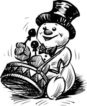 snowman playing on a drum