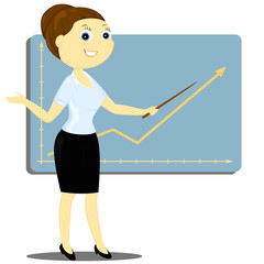 a woman holds presentation