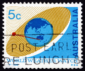 Postage stamp Australia 1968 Satellite Orbiting Earth