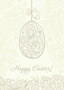 Easter card in the intricate design with easter egg.