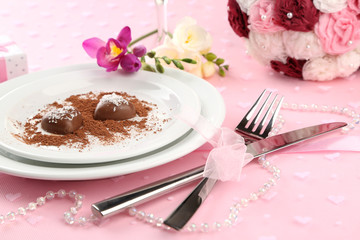 Holiday table setting close-up