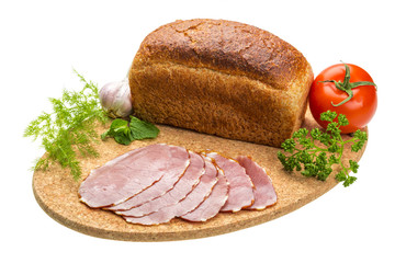 Ripe fresh ham with vegetables