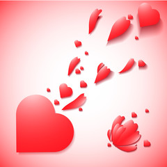Vector illustration with red hearts