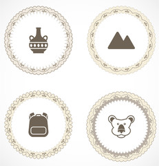 Vintage labels with icons