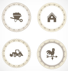 Vintage labels with icons