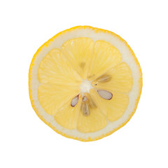 Slice of lemon on white background