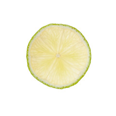 Slice of lime on white background