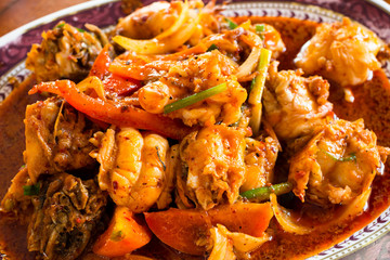 River lobster fried with chilli paste thai style