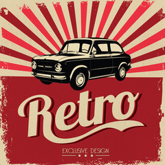 Vintage car design flyer - Grungy style vector design - 49990130