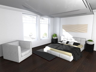 Modern eingerichtetes Schlafzimmer