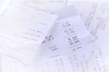 Sales receipts, blue tone