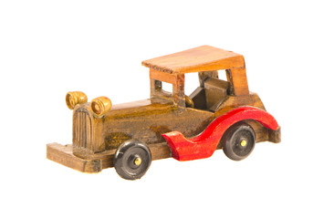 wooden old car model isolated