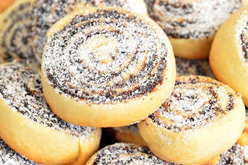 Homemade cookie roll with poppy, close up