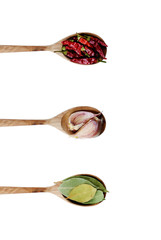 Three spoons with spices