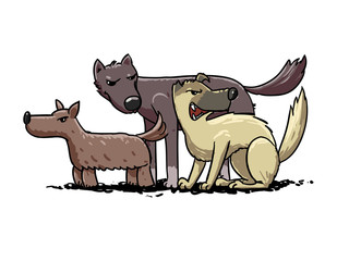 stray dogs pack. vector illustration