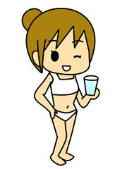 コップを持つ女性